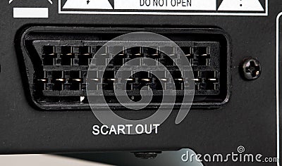 Close up of scart plug back of the dvd player Stock Photo