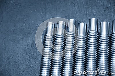 Close-up scene of lead ball screw shaft. Stock Photo