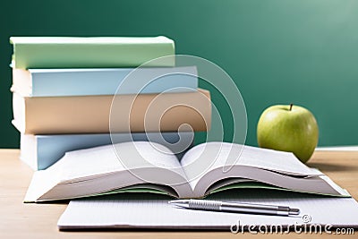 School Textbook On Desk Stock Photo