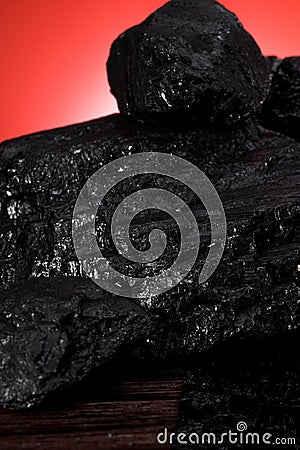 Close-up of a section of a pile of coal, fine black coal section texture Stock Photo