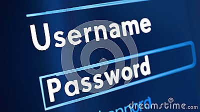Close-Up of Secure Login Page on a Computer Screen Stock Photo