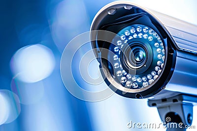 Close Up of a Security Camera. Generative AI Stock Photo