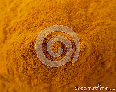 Close up selective focus turmeric Powder heap Stock Photo