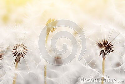 close-up selective shot of realistic Dandelion flowers generative ai Stock Photo