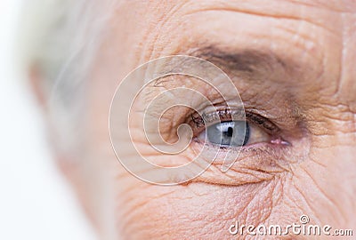 Close up of senior woman face and eye Stock Photo