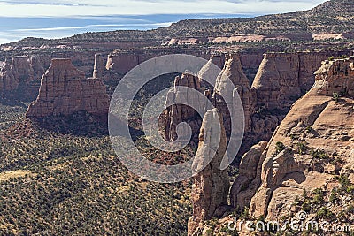 Close up of Sentinel Spire aside the Canyon Rim Trail Stock Photo