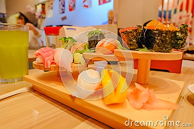 Close up Set of Sushi Stock Photo