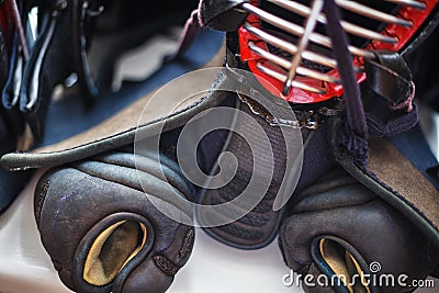 Close up of a set of traditional kendo equipment Stock Photo