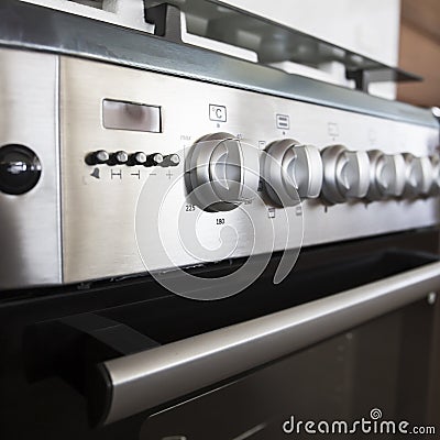 Close-up of the setting button of the electric oven Stock Photo