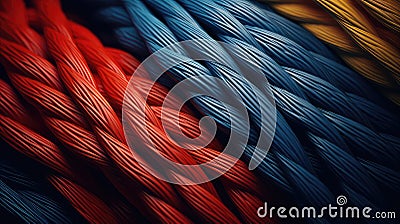 Close-Up of Several Different Colored Ropes, Created by Generative AI Stock Photo