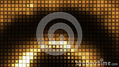 Close up of shimmering pixelated background with arcuate shapes. Motion. Blinking squared pattern. Stock Photo
