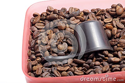 Close up shoot of medium roasted arabica coffee beans Stock Photo
