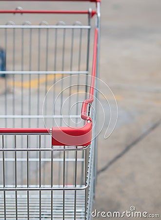 Close up of Shopping cart in parking areas Stock Photo