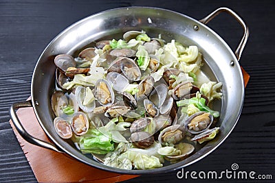 Asari Clams Steamed in Sake Stock Photo