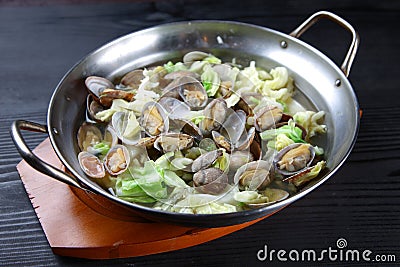 Asari Clams Steamed in Sake Stock Photo