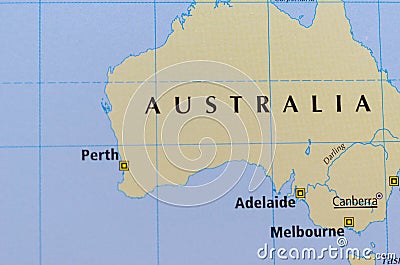 Australia on map Stock Photo