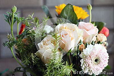 Close up shot of a beautiful bouquet of ornamental flowers. Stock Photo