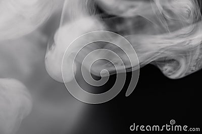 Cigarette Smoke On Black Background Detailed Close-Up Stock Photo