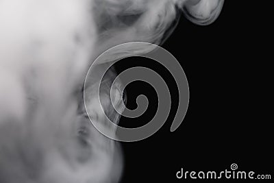 Cigarette Smoke On Black Background Detailed Close-Up Stock Photo