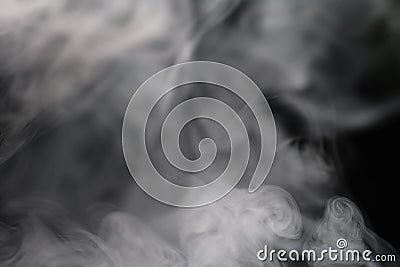 Cigarette Smoke On Black Background Detailed Close-Up Stock Photo