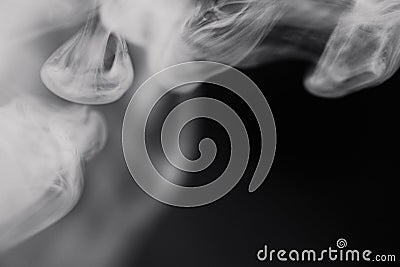 Cigarette Smoke On Black Background Detailed Close-Up Stock Photo