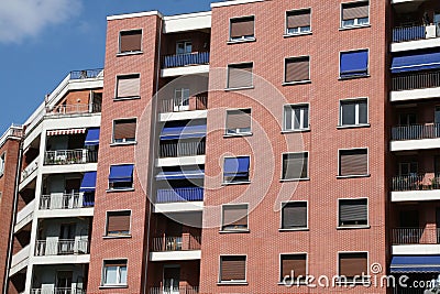Close-up shot of a classic residential building in the city of Bilbao, Spain Stock Photo
