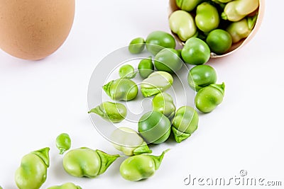 Close-up shot of composition fresh vegetables and assortment of beans and peas Stock Photo