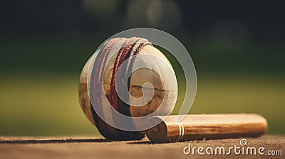 A close-up shot of a cricket ball being bowled colors created with generative AI Stock Photo