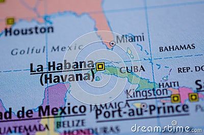 Cuba on map Stock Photo