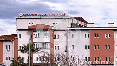 Close up shot of Dalaman City hospital in Mugla Editorial Stock Photo