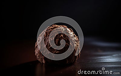 A Close up Shot of a Decadent Chocolate Truffle with a Shimmer. Generative AI Stock Photo