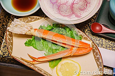 Close up shot of a delicious and sumptuous Kaiseki dinner Stock Photo