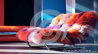 Hyper Modern 2 Seater Sofa Bed With Futuristic Shapes Stock Photo