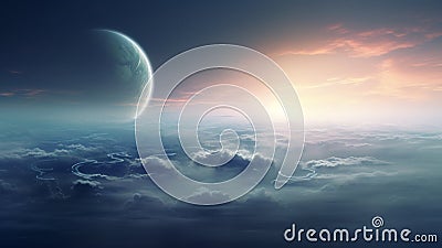 A close-up shot of a distant planet. AI Generative Stock Photo