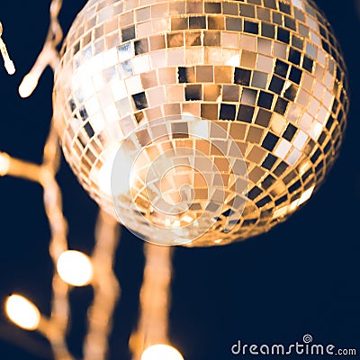 close-up shot of glossy disco ball Stock Photo