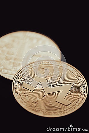 Golden Monero XMR cryptocurrency Editorial Stock Photo