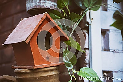 Close Up Shot Of A Handmade Birdhouse Stock Photo