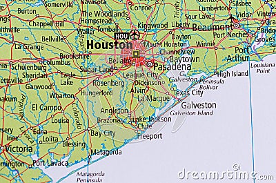 Houston on map Stock Photo