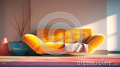 Hyper Modern 2 Seater Sofa Bed With Futuristic Shapes Stock Photo
