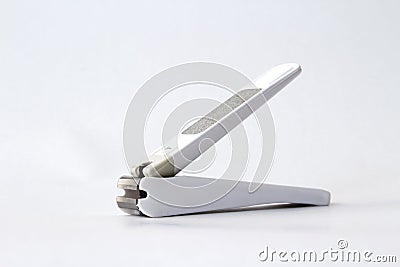 Close up shot of Isolated stainless steel nail clipper Stock Photo