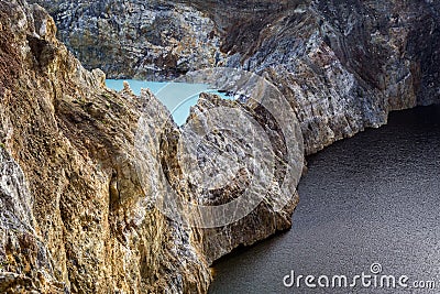 Close-up shot of Kelimutu crater lakes. Stock Photo