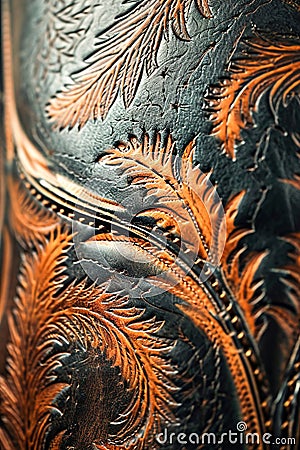 Close-up shot of leathercraft, tooling, and hand-stitching Stock Photo