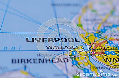 Liverpool on map Stock Photo