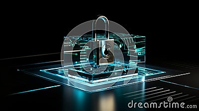 Secure Online Transactions: Metallic Lock Symbolizing Digital Security Stock Photo