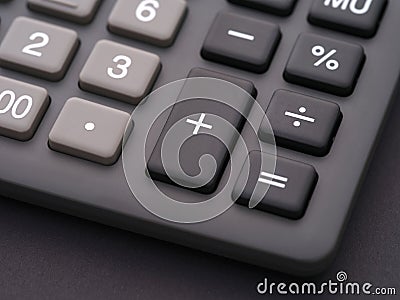 A close up shot of the operator buttons of a calculator Stock Photo