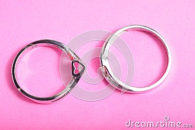 Close up shot of pair engagement / mariage rings isolated Stock Photo