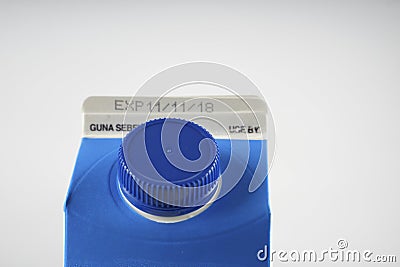 Close up shot for plastic packaging with expire date. Stock Photo