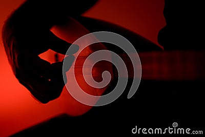 Close up shot of Playing Kopuz which is a string instrument named Baglama Stock Photo