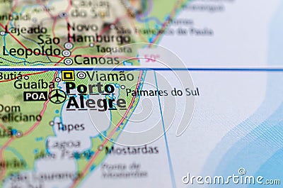 Porto Alegre on map Stock Photo