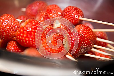 Close-up shot of fresh red strawberries. Stock Photo